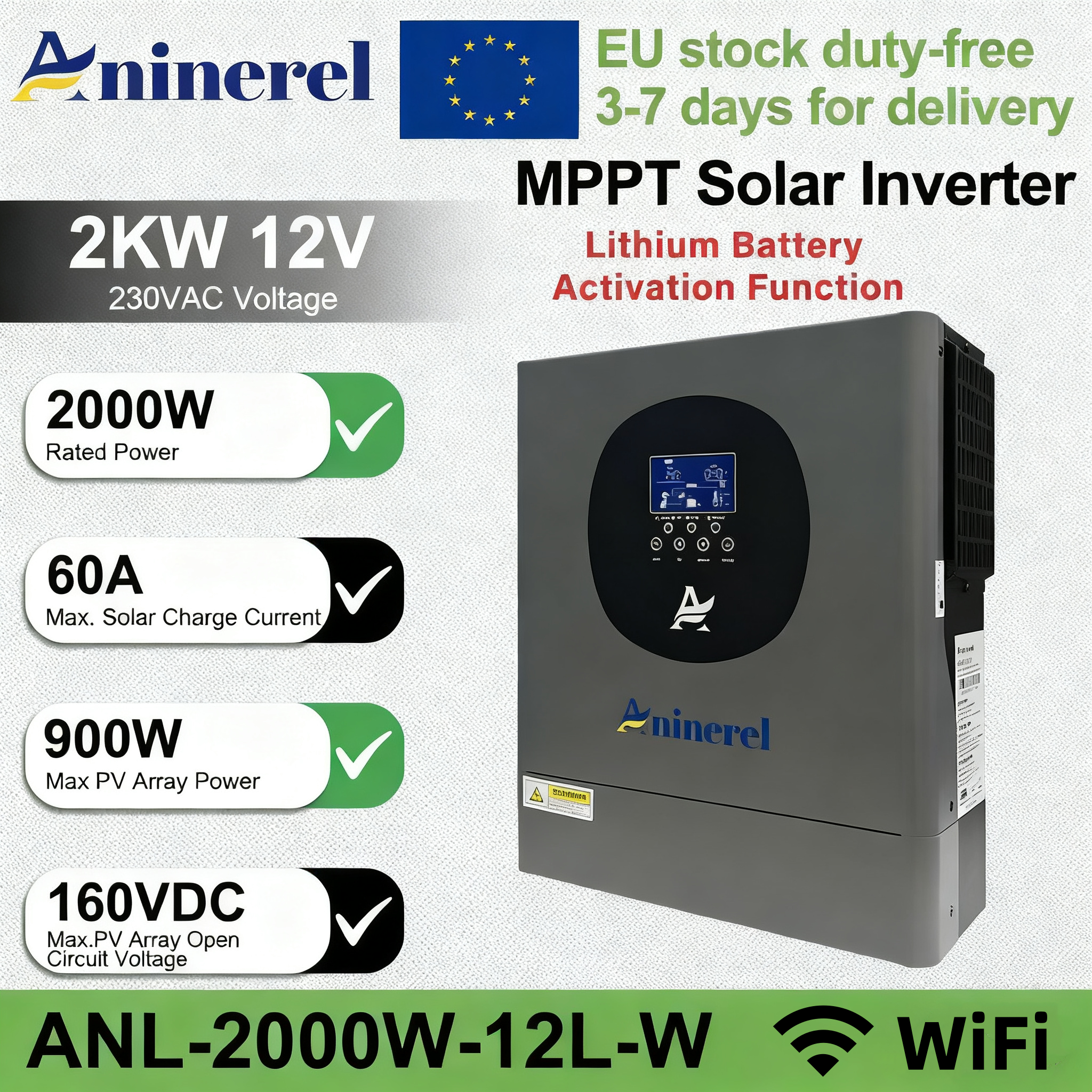 Drone Solar Charger - Aninerel 2KW 4.2KW Hybrid Solar Inverter
