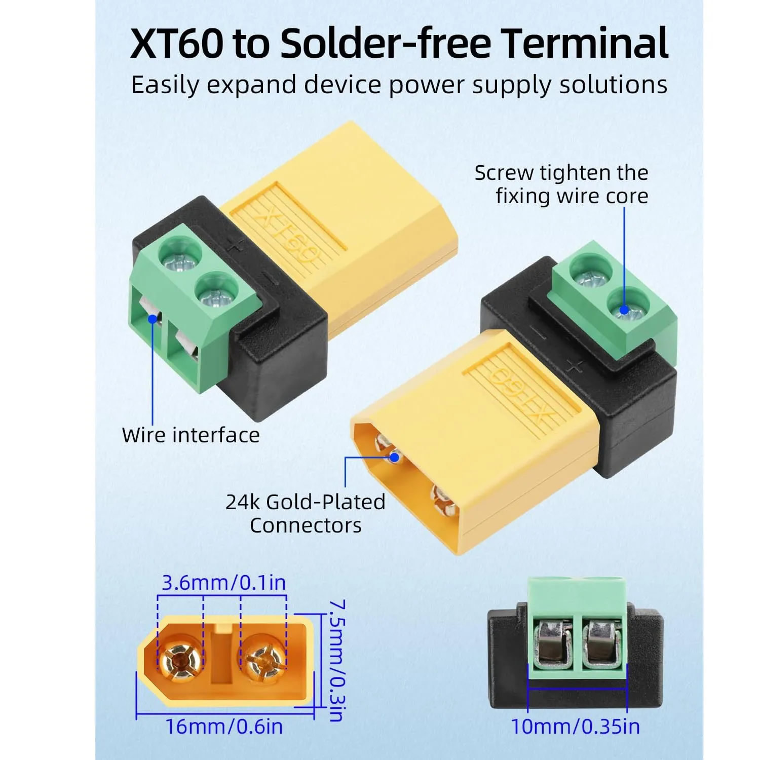 2 Pin XT60 Solderless Male Fem - Drone Solar Charger บทวิจารณ์และราคา