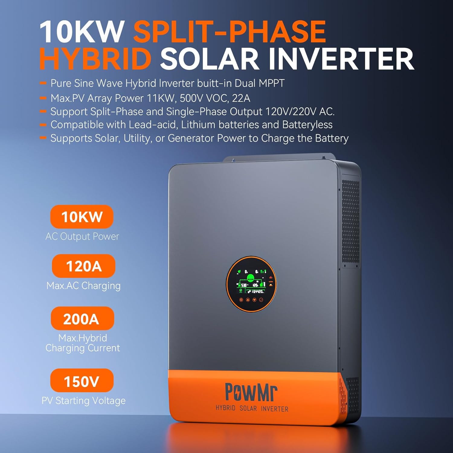 PowMr 10KW Split Phase Inverte - Drone Solar Charger บทวิจารณ์และราคา